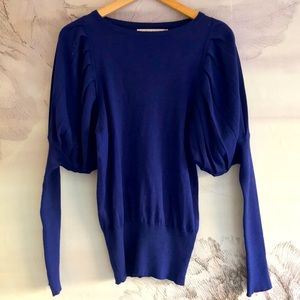 Reiss cotton pleated balloon sleeve sweater